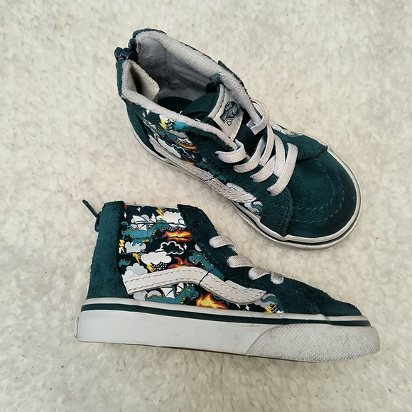 Vans Infant Toddler Glow In The Dark Dragons SK8-Hi Zip Lace Up Shoes Size 6 - Picture 1 of 8